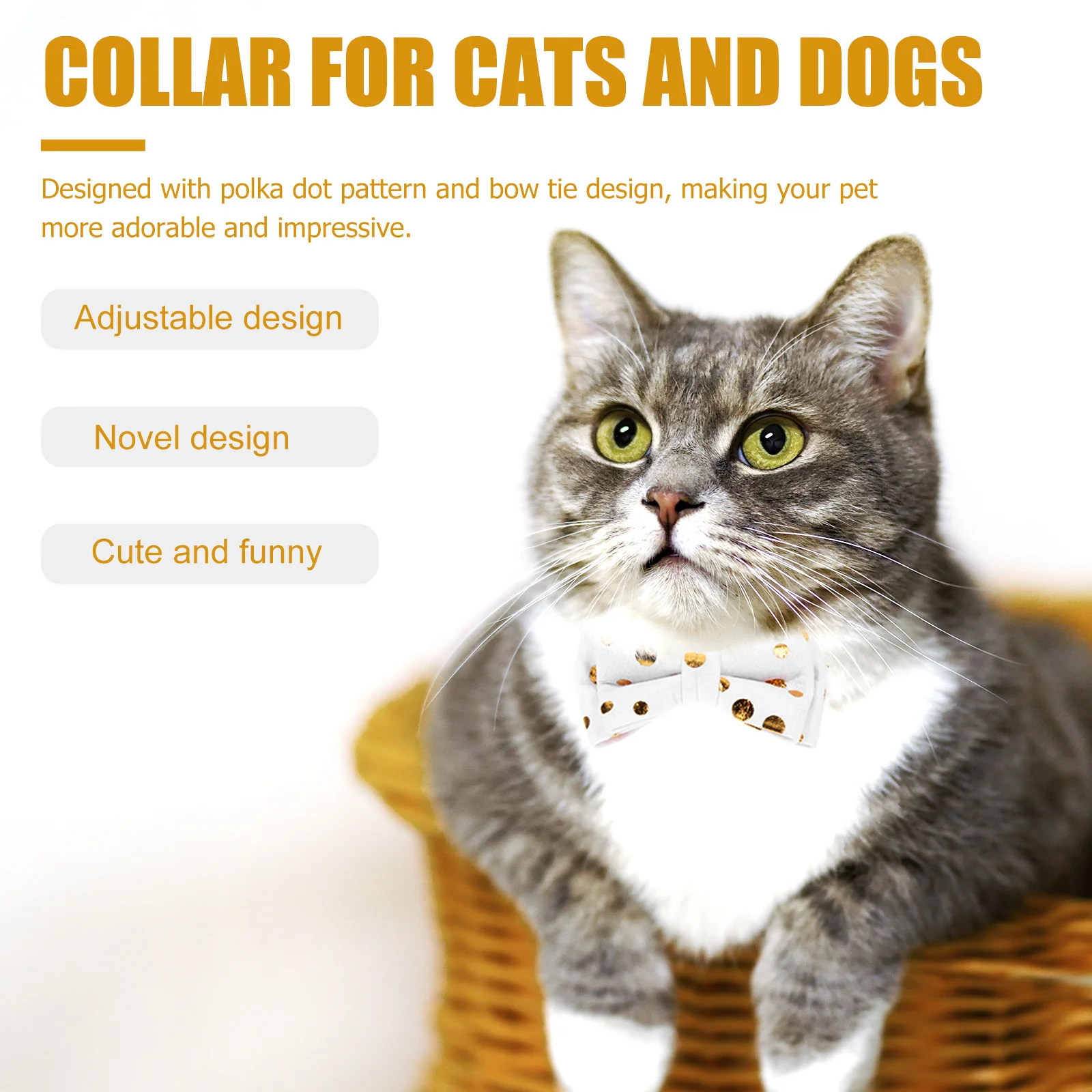 

Festive Bowknot Cat With Bell Detachable Pet Collar Skin-Friendly Comfortable Adjustable Decorative Party Pet Neck Ornament