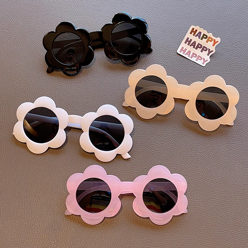 2023 New Children Lovely Round Square Sun Flowers Sunglasses UV400 Girls Boys Fashion Protection Sunglasses Kids Sun Glasses