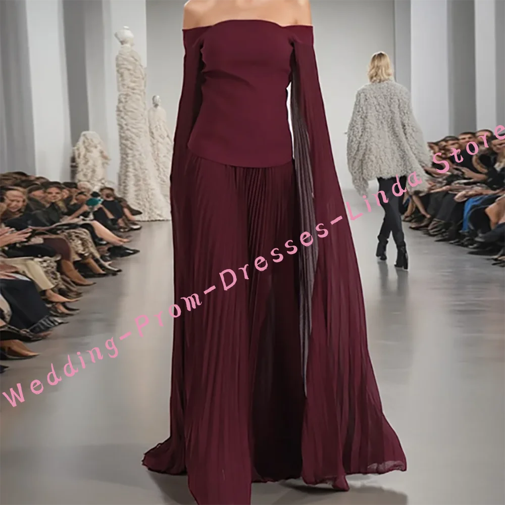 

Elegant Satin Burgundy O-Necck Cape Straight Formal Evening Dresses Birthday Party Prom Gowns Customized