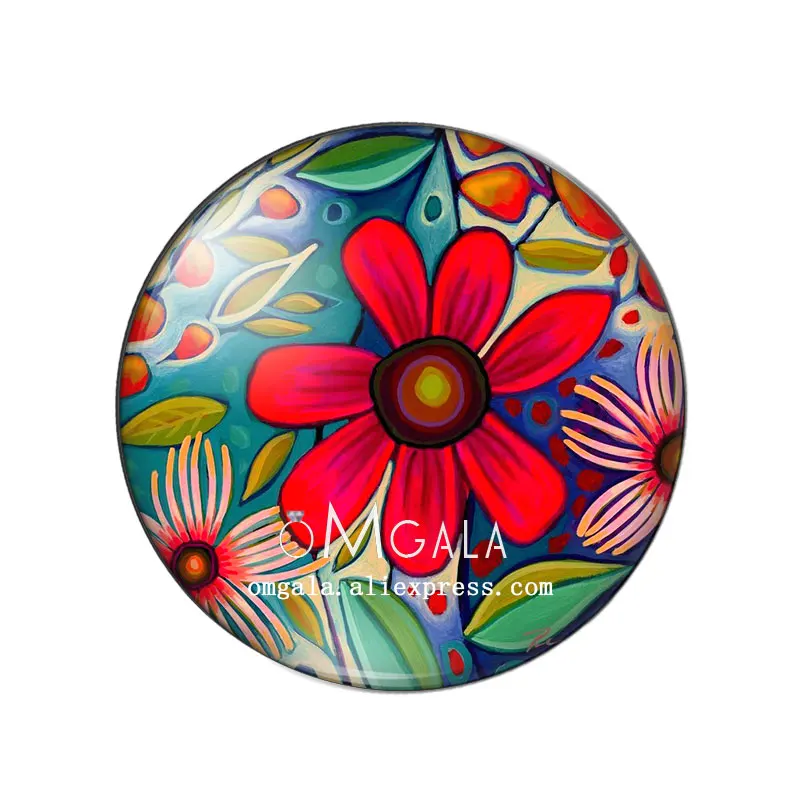Beauty Art Rode Bloem Schilderijen 10Mm/12Mm/14Mm/18Mm/20Mm/25Mm Ronde Foto Glas Cabochon Demo Platte Achterkant Maken Bevindingen