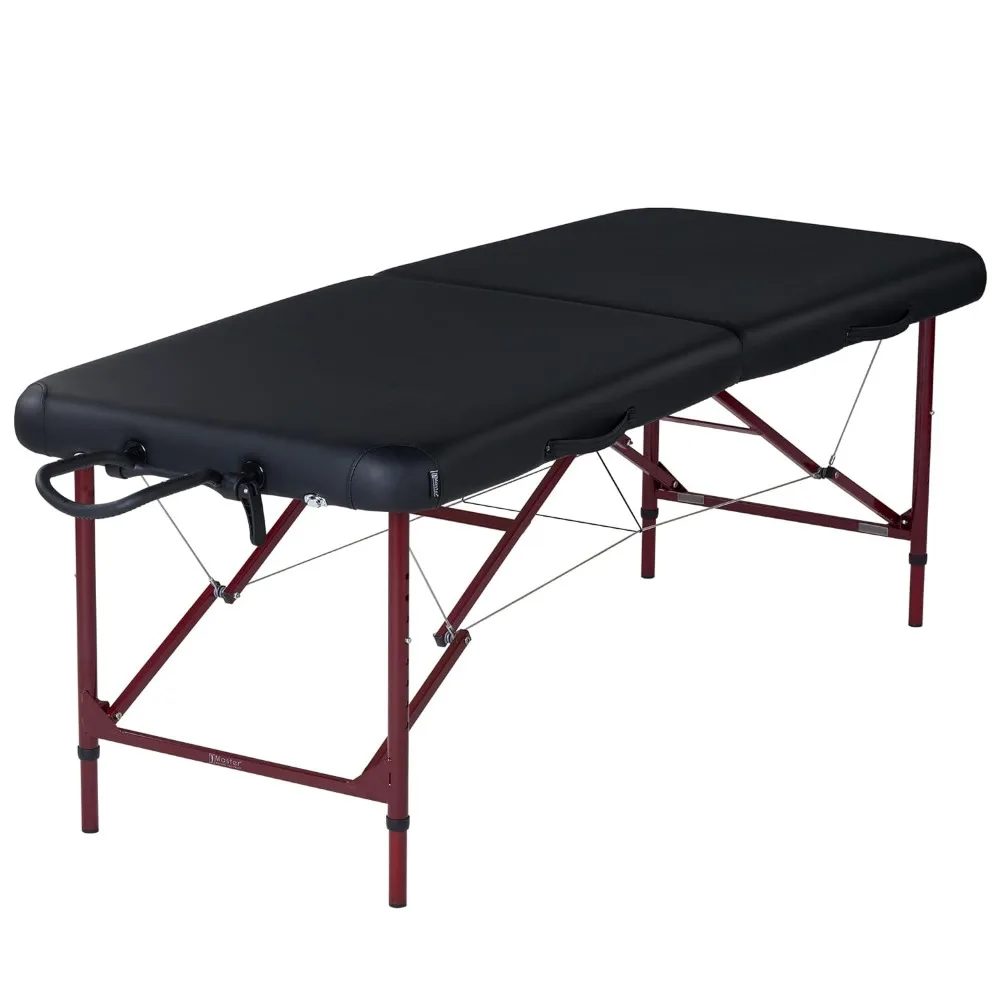 Mesa De Massagem Portátil Mestre, Mesa De Massagem Zephyr, Mesa De Tatuagem, Cama De Spa, Preto, Maroon, Pacote Leve