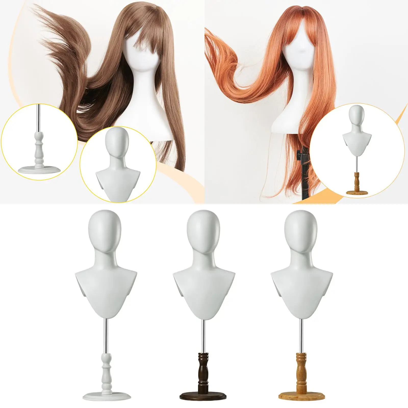 

Display Stand Manikin Head Simple Tabletop Multipurpose Mannequin Head Holder for Headband Cap Glasses Scarf Headwear