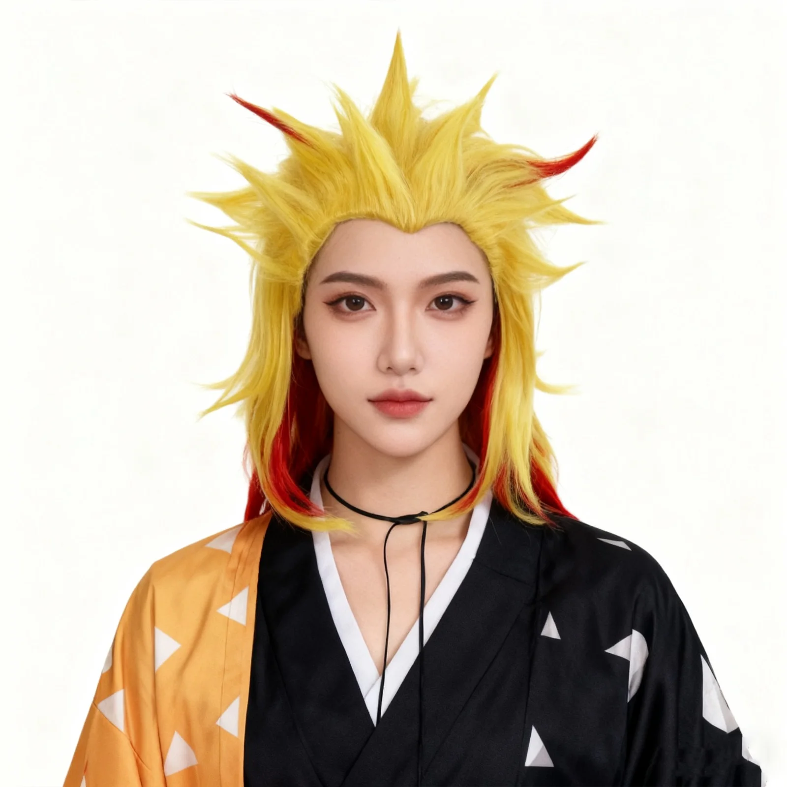 

Синтетический парик для косплея - желто-красные колючие волосы с градиентом, аксессуар для костюма аниме для косплея