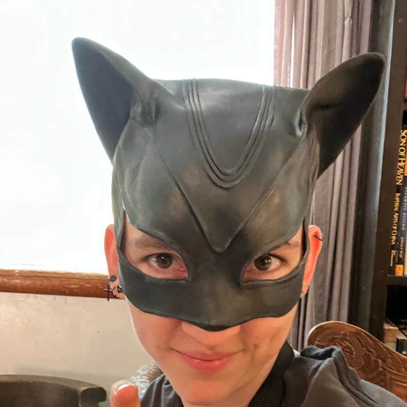 Sexy Cat Woman Selina Kyle Latex Mask Superhero Movie Cosplay Costume maschere per feste di Halloween