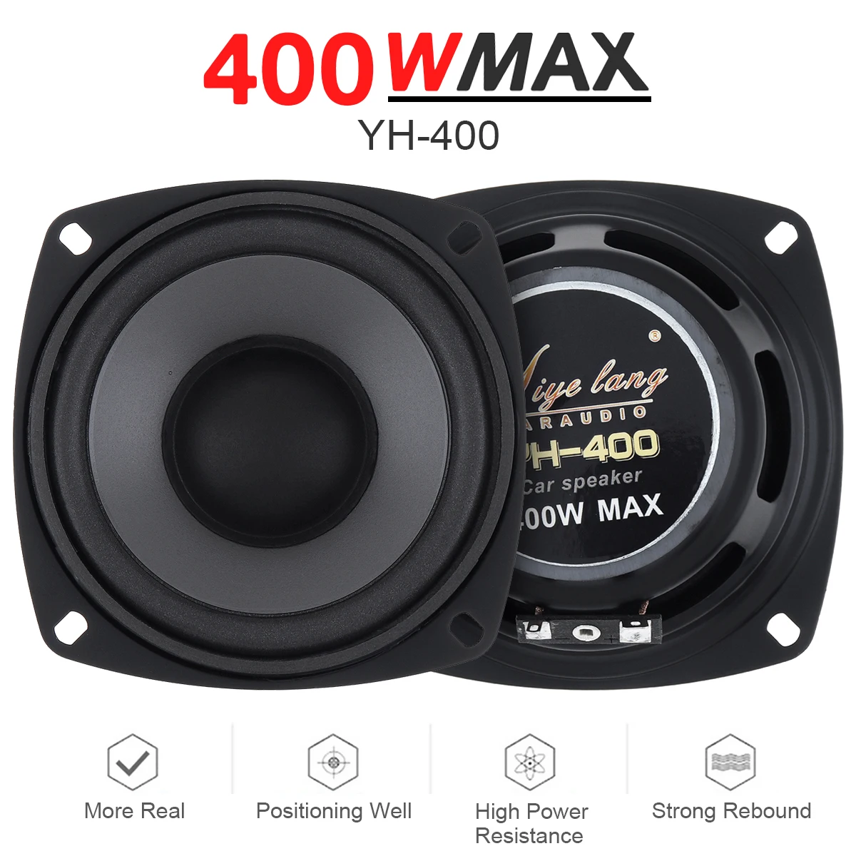 Altavoces de 2 vías para puerta de coche, Subwoofer estéreo de música de Audio automático, frecuencia de rango completo, 4 pulgadas, 400W