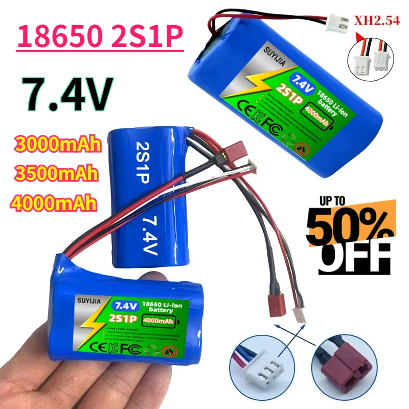 

Brand New 7.4V 18650 Battery 2S1P Lithium-ion Battery Pack with XH2.54 Plug 3000mah 3500mah 4000mah Rechargeable Battery + PCB