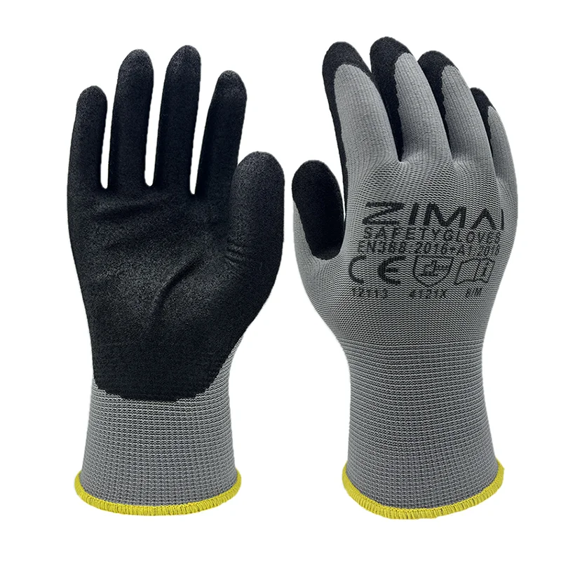 

6 Pairs ZIMAI Safety Work Gloves Micro Foam Nitrile Coated Seamless Knit Nylon Gloves for Garden Construction Warehouse Work