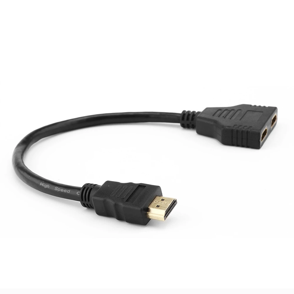 Hdmi Splitter One in Two Hdmi Male To Double Female Adapter Cable One for Two Converter Supports 480P 720P, 1080I, 1080P