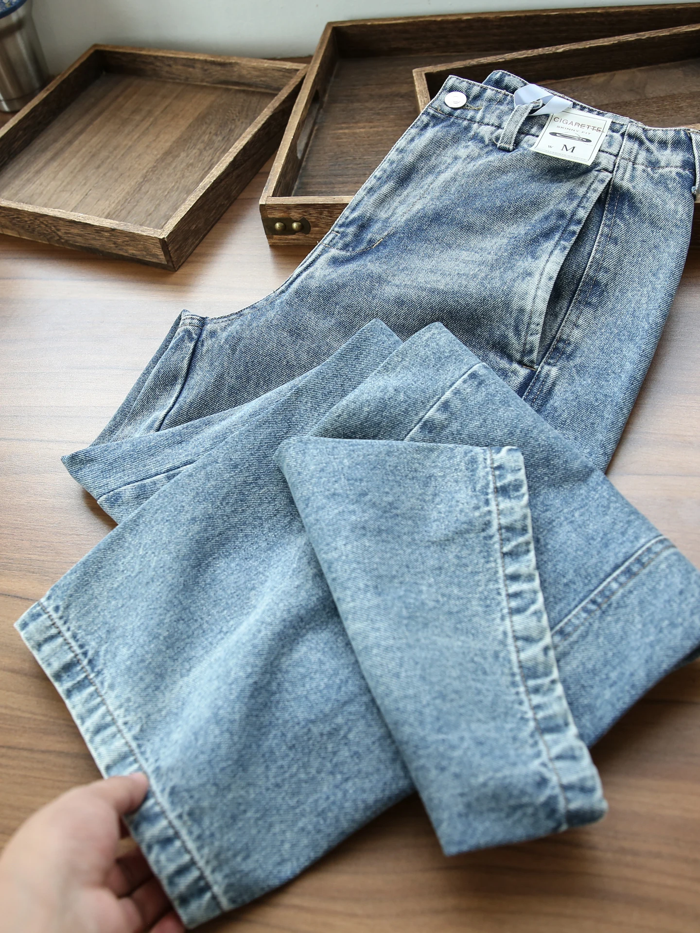 

Мужские свободные прямые джинсы из чистого хлопка Waed, осенне-зимние, новые, в американском стиле, модные, длинные брюки