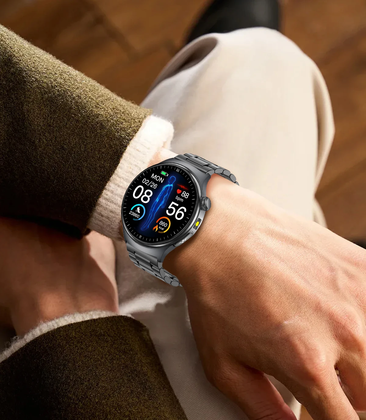 Präzise Mikro-Physikalische Untersuchung Gesundheits-Smartwatch Blutdruck Harnsäure Körperfett Fünf-Organ-Analyse Anrufuhr für Männer und Frauen – Detail 35