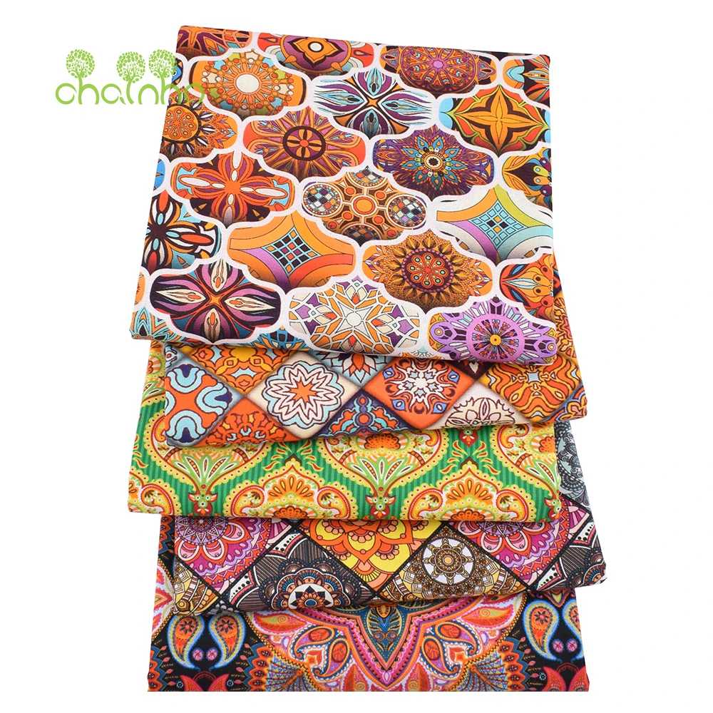 Chainho,Vintage Style Printed Plain-Weave Cotton Fabric,Patchwork Clothes For Handmade DIY Quilting & Sewing Bags,Toys Material