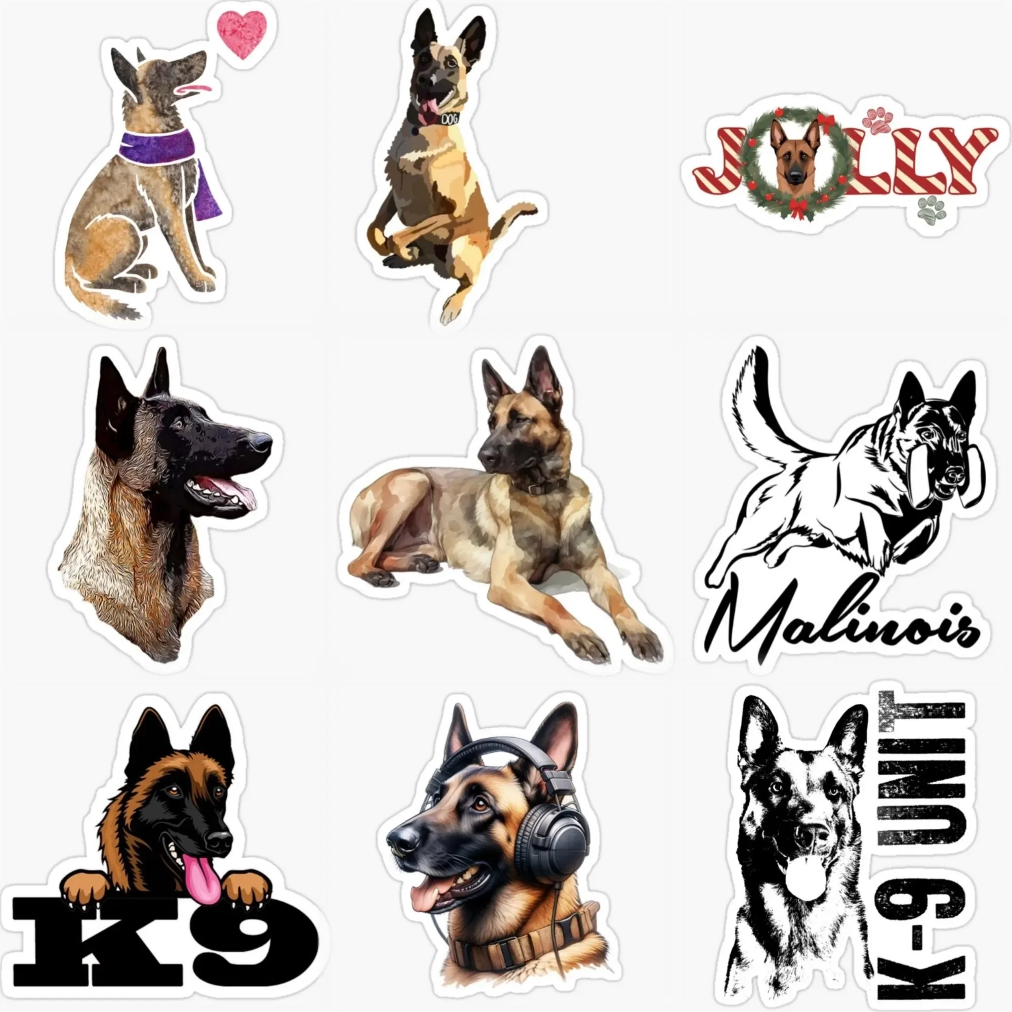 

Креативная водонепроницаемая наклейка из ПВХ с изображением милого бельгийского малинуа для украшения автомобиля, велосипеда, шлема, холодильника, стены, аксессуары