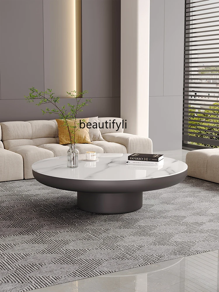 Italian Simple Living Room round Super Crystal Stone Endtable Light Luxury Home Tea Table Modern Minimalist Small Apartment