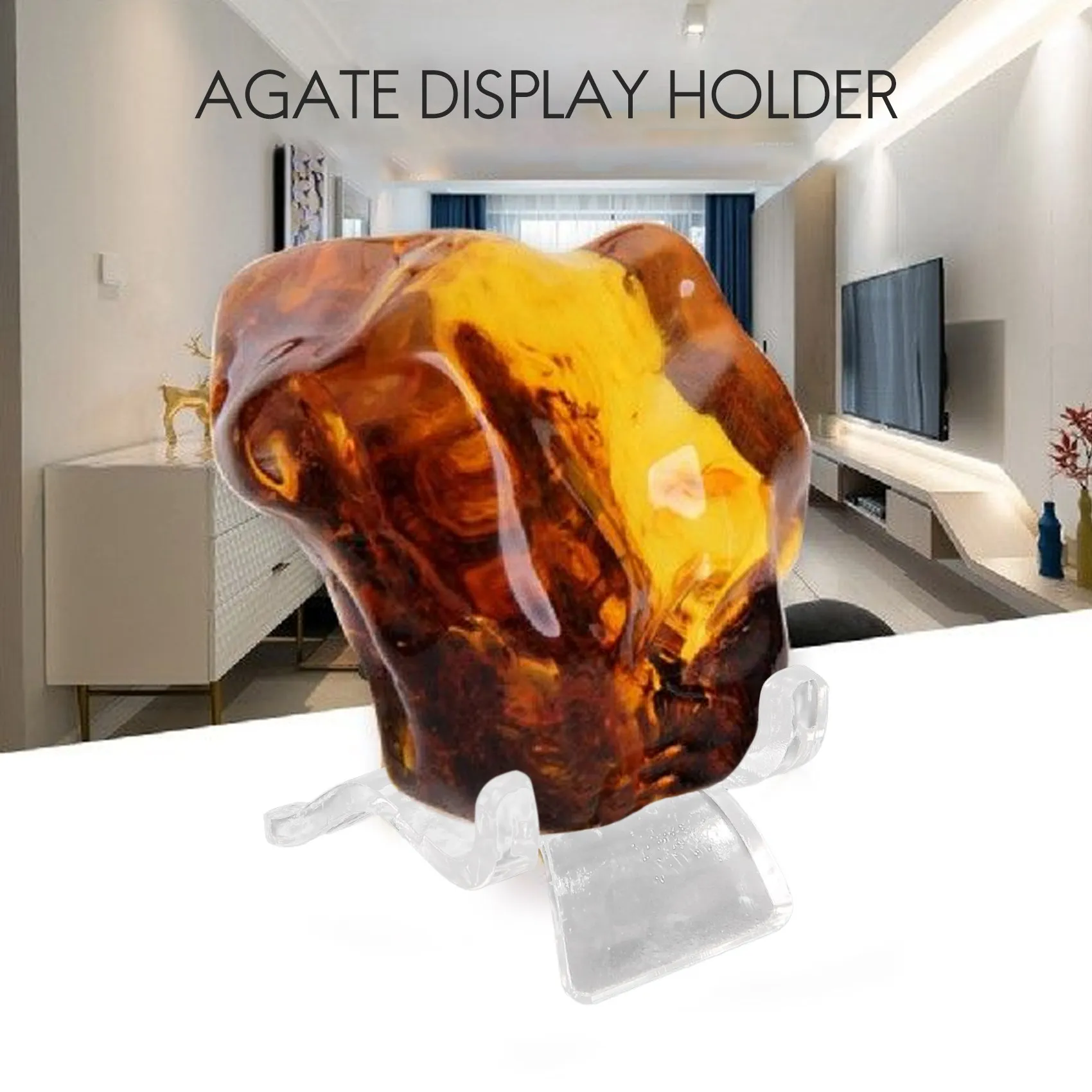 25 Pieces Acrylic Display Holder Clear Plastic Display Easel Stands Acrylic Display Easel Holders for Rock Mineral Agate