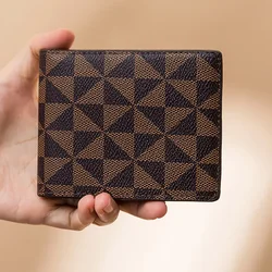 Cartera corta estampada para hombre con diseño plegable y múltiples ranuras para tarjetas