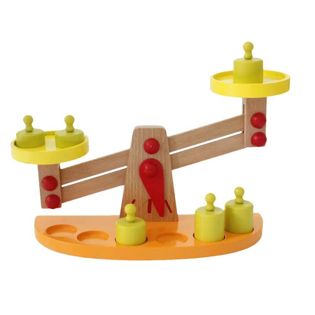 1Set Wooden Balance Scale Educational Plaything for Kids Hands-on Ability Brain Development Wooden Scale Toy