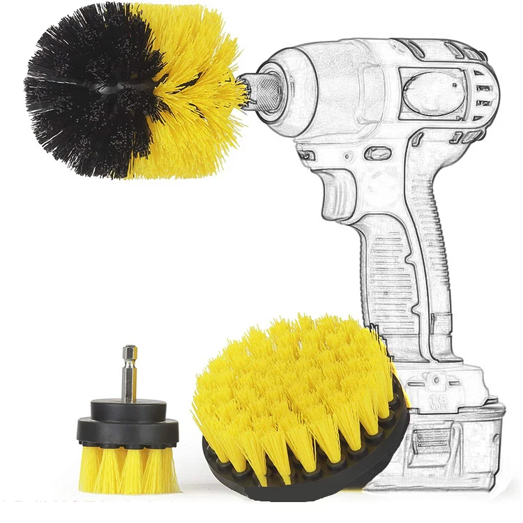 3pcs/set Electric Scrubber Drill Clean Brush For Wash Cars Car Brush Cleaning Kit Car Wax Detailer Auto Cric Shed Ds7