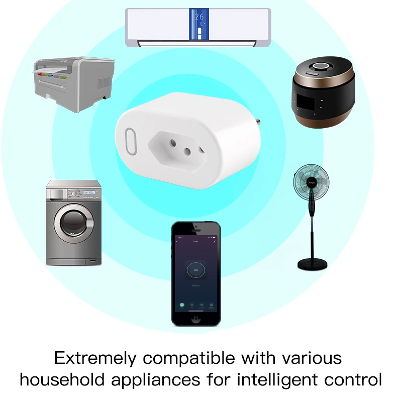 MOES Tuya 16A/10A Brazil Standard Smart Plug with Power Monitor, Smart Life APP WiFi Smart Socket Works for Google Home, Alexa