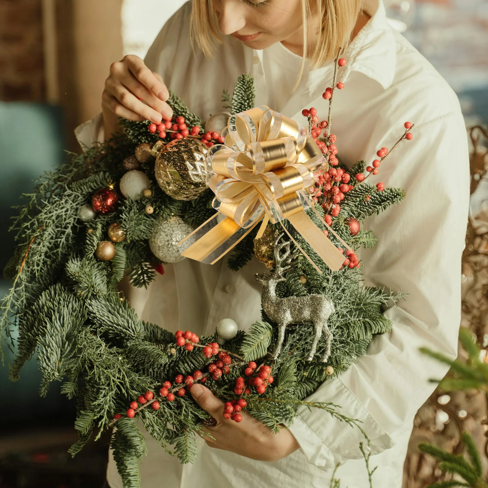 

10Pcs Pull Bow Wedding Car Large Colored Flowers Pull Bows Party Festival Bow Decorative Knot Wedding Car Bows