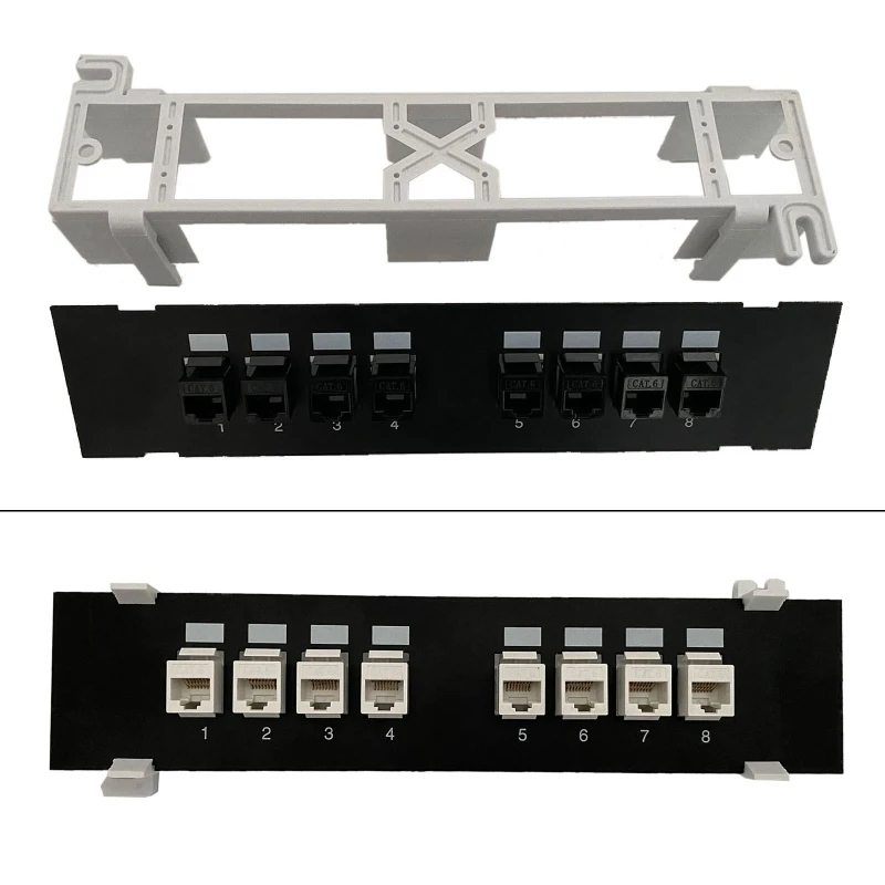 8-Port Cat6 Patch Panel with Wall Mount Bracket RJ45 Keystone Networking