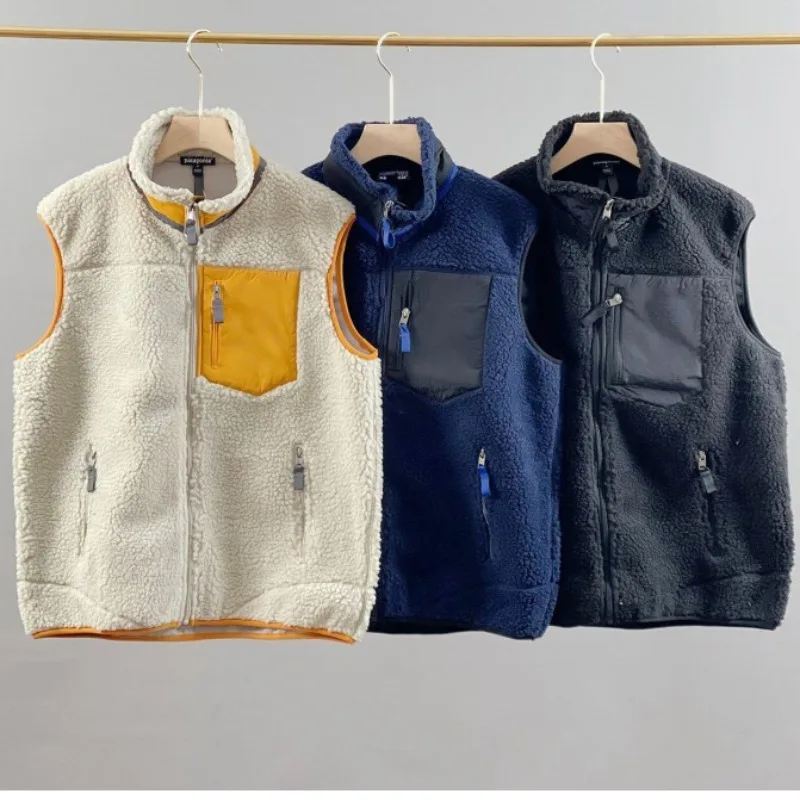 Fleece Jacket Men's and Women's Vest Lamb Wool Jacket Casual Loose Stay Warm in Autumn Jackets Autumn and Winter Sports Vest