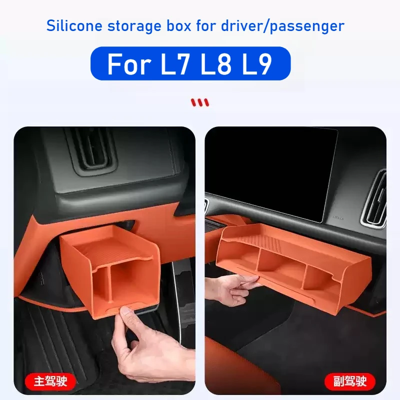 2Pcs for Li Auto L7 L8 L9 Silicone Storage Boxes for Driver and Passenger Seats Glove Box Storage Partition Modify Accessories