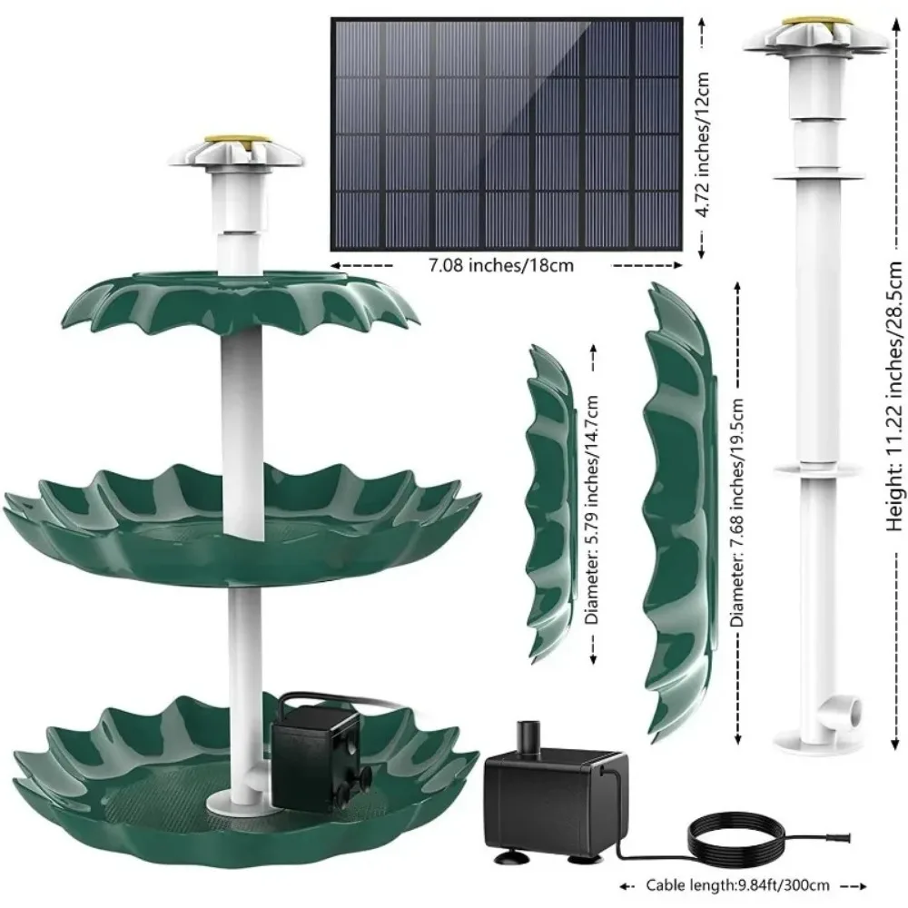 Equipped with A 3.5W Solar Water Pump and A Detachable 3-layer Flowing Solar Fountain DIY Bird Bath Garden Fountain in 3 Colors