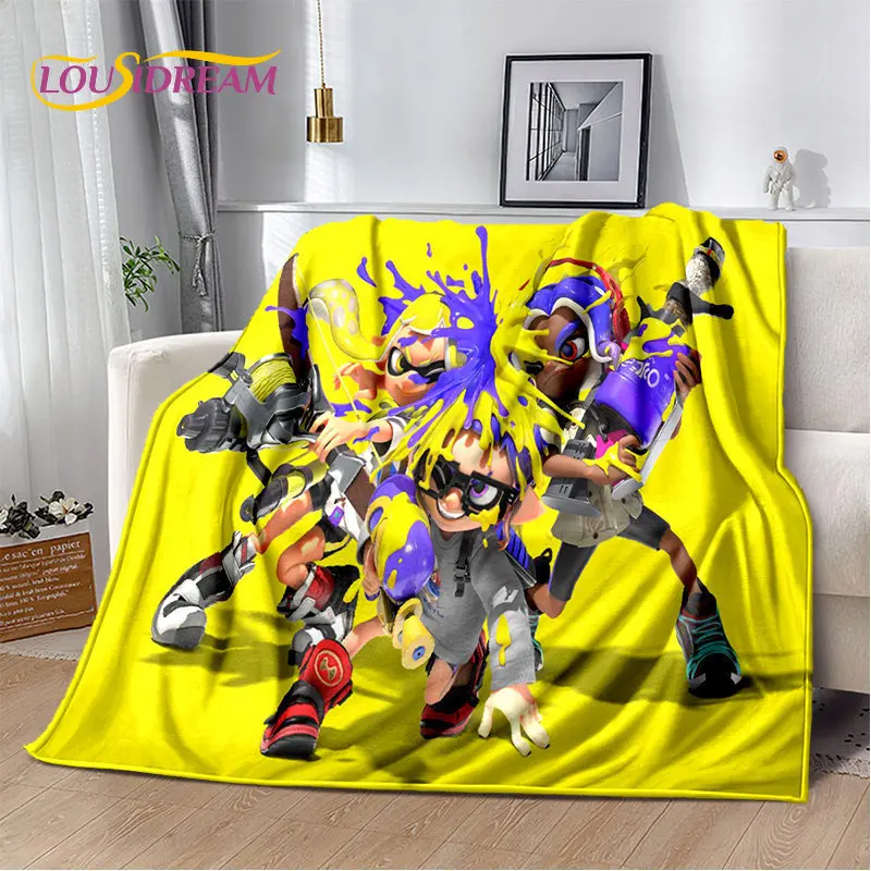 Games S-Splatoon Cartoon Soft Plush Blanket,Flannel Blanket Children Throw Blanket for Living Room Bedroom Bed Sofa Picnic Cover