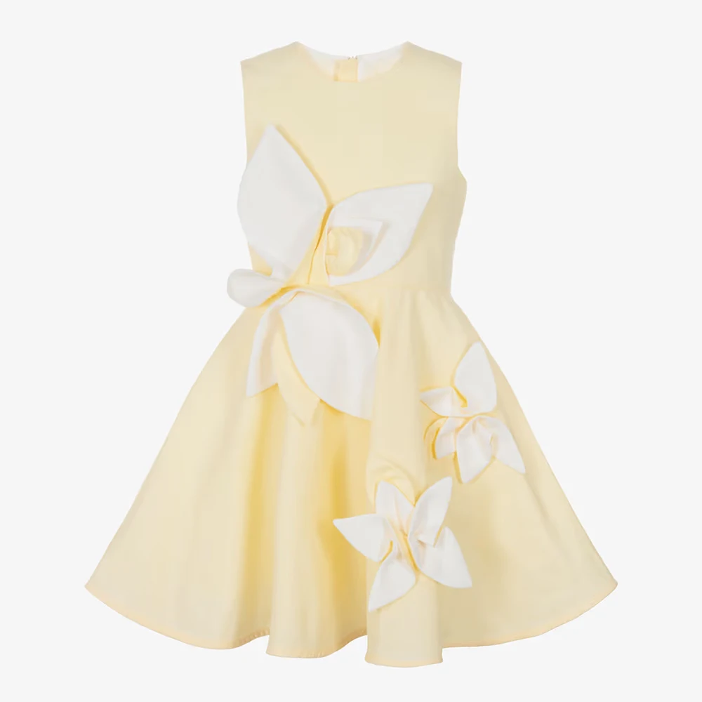 

Customized Girl's Party Dress Satin Knee Length O Neck Short Party Gowns for Girls Flowers A Line Children Formal Dresses 2026