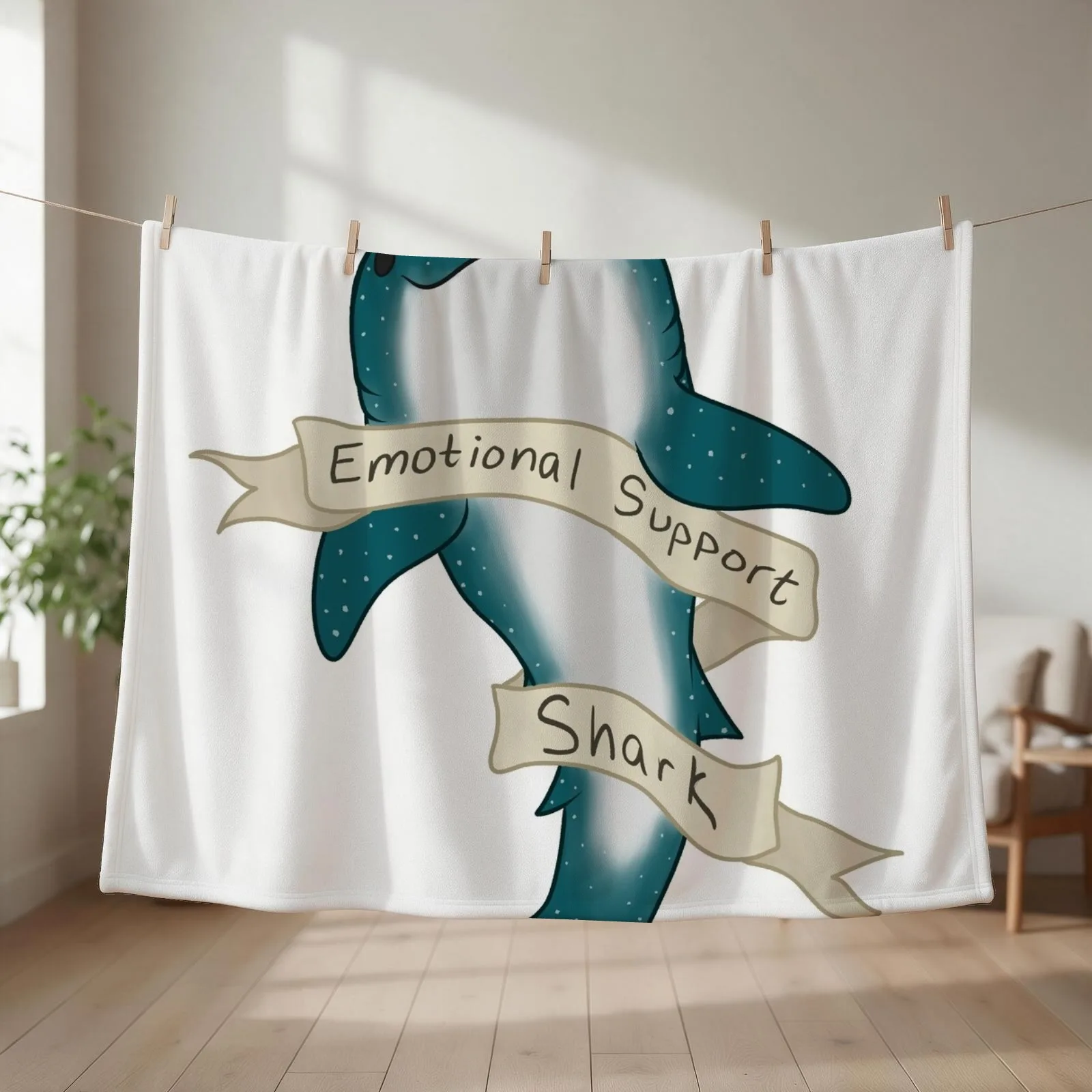 Emotional Support Shark Throw Blanket For Sofa Thin Plaid Hairys halloween Blankets