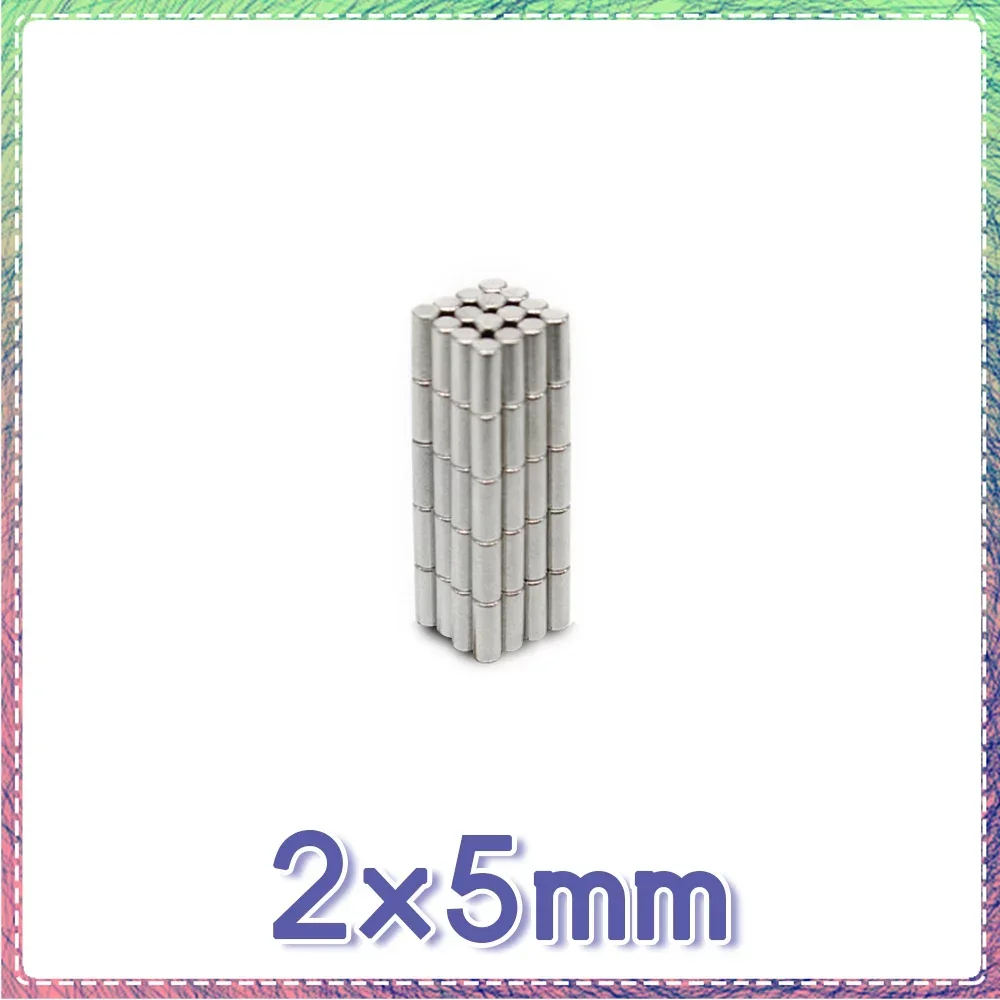 50/100/200/500/1000/2000PCS 2x5 Long Strong Powerful Magnets Disc Permanent Magnet 2x5mm Small Round Neodymium Magnet 2*5