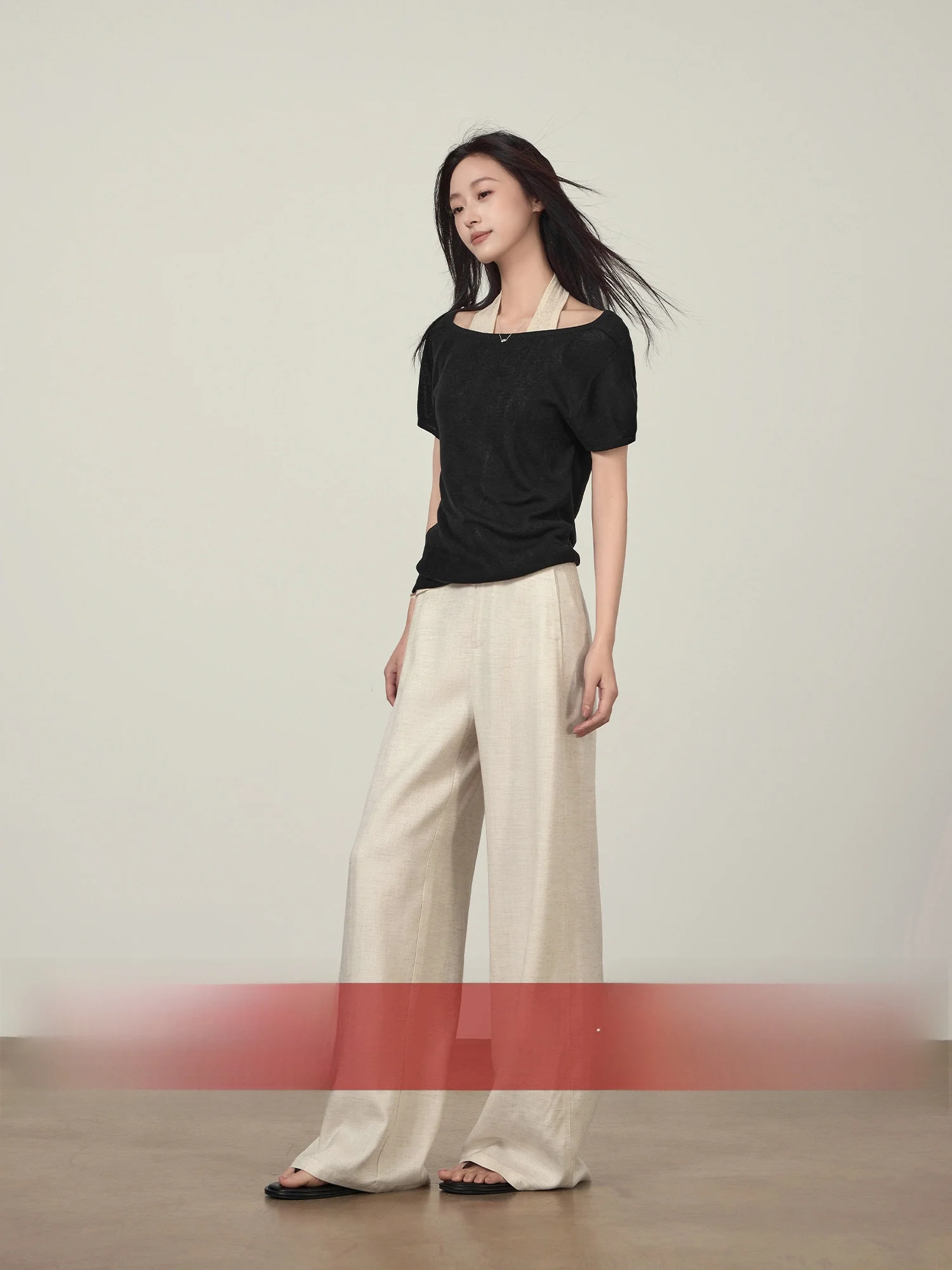 

Rise of the Small Linen Casual Pants Women Summer Loose Feel Slimming Pants Drapey Wide Leg Pants High End Feel