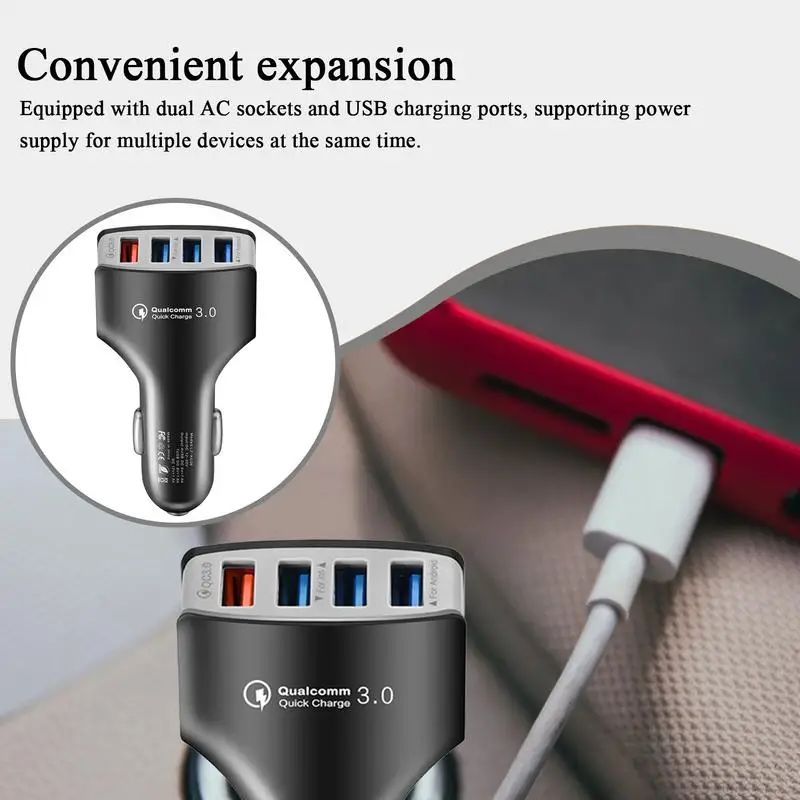 Car Charger Adapter Fast Charging 4 Ports USB Car Charger Consumer Electronics For Camping Truck Vehicle Family Trips Outdoor