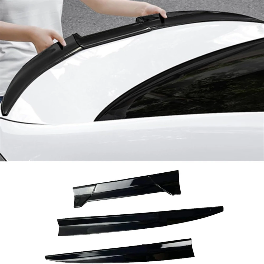 

Universal Car Rear Spoiler Carbon Fiber No-Punch Grain Blade Modification Parts Three-Section Combination Tail Trunk Wing 3PCS