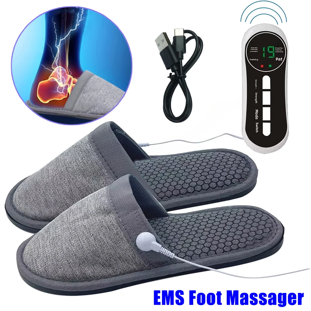 Remote Control Massage Slippers Electric Pulse EMS Foot Massager Microcurrent Physiotherapy Anti Slip Indoor Home