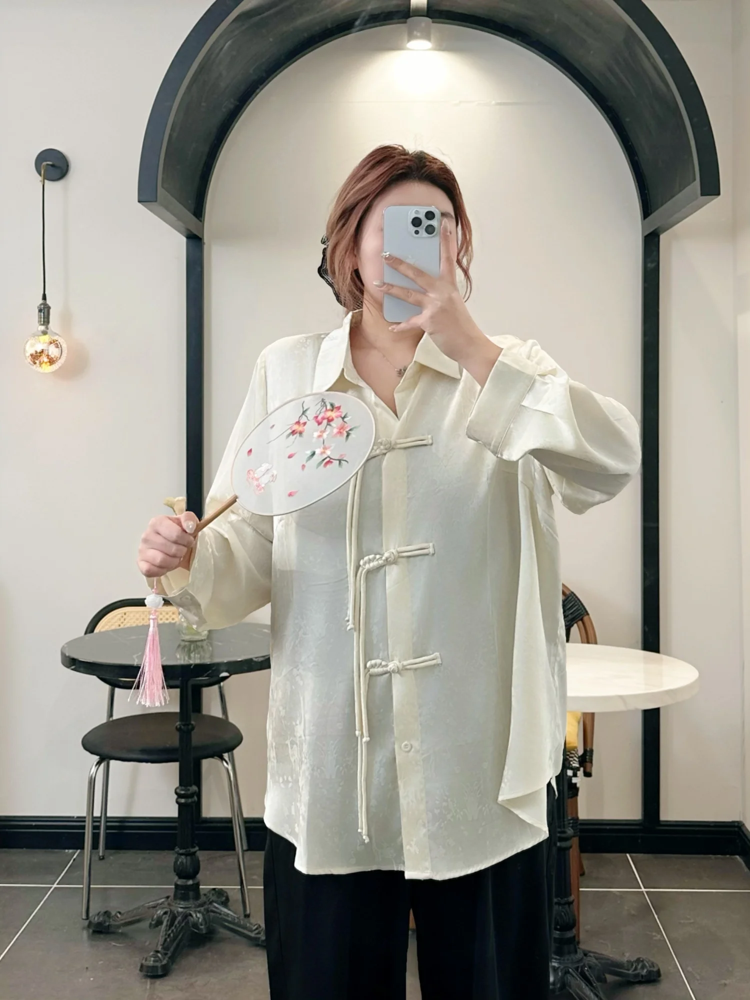 

Elegant Slimming Chinese Style Shirt for plus Size Women Spring New Arrival Thick Sister Fashionable Commute Standard Fit