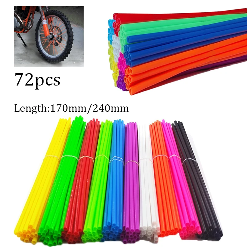 72Pcs Motorcycle Spoke Protectors, Wheel Rim Skin Covers for Motocross Bike Bicycle Accessories 17cm/24cm Pipe Wrap