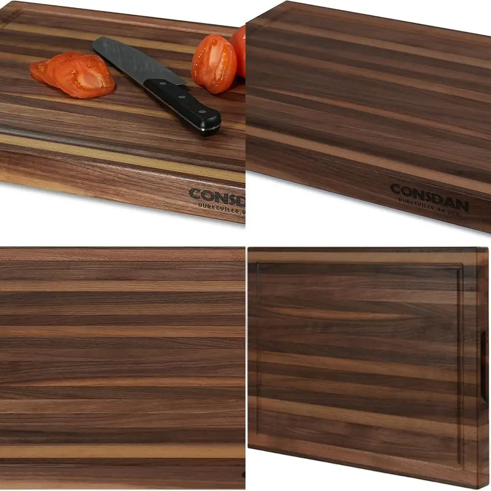 

American-Made Walnut Cutting Board, 20x15, Edge Grain, 1.5 Thick, Food-Safe Oil Finish, Hidden Handle
