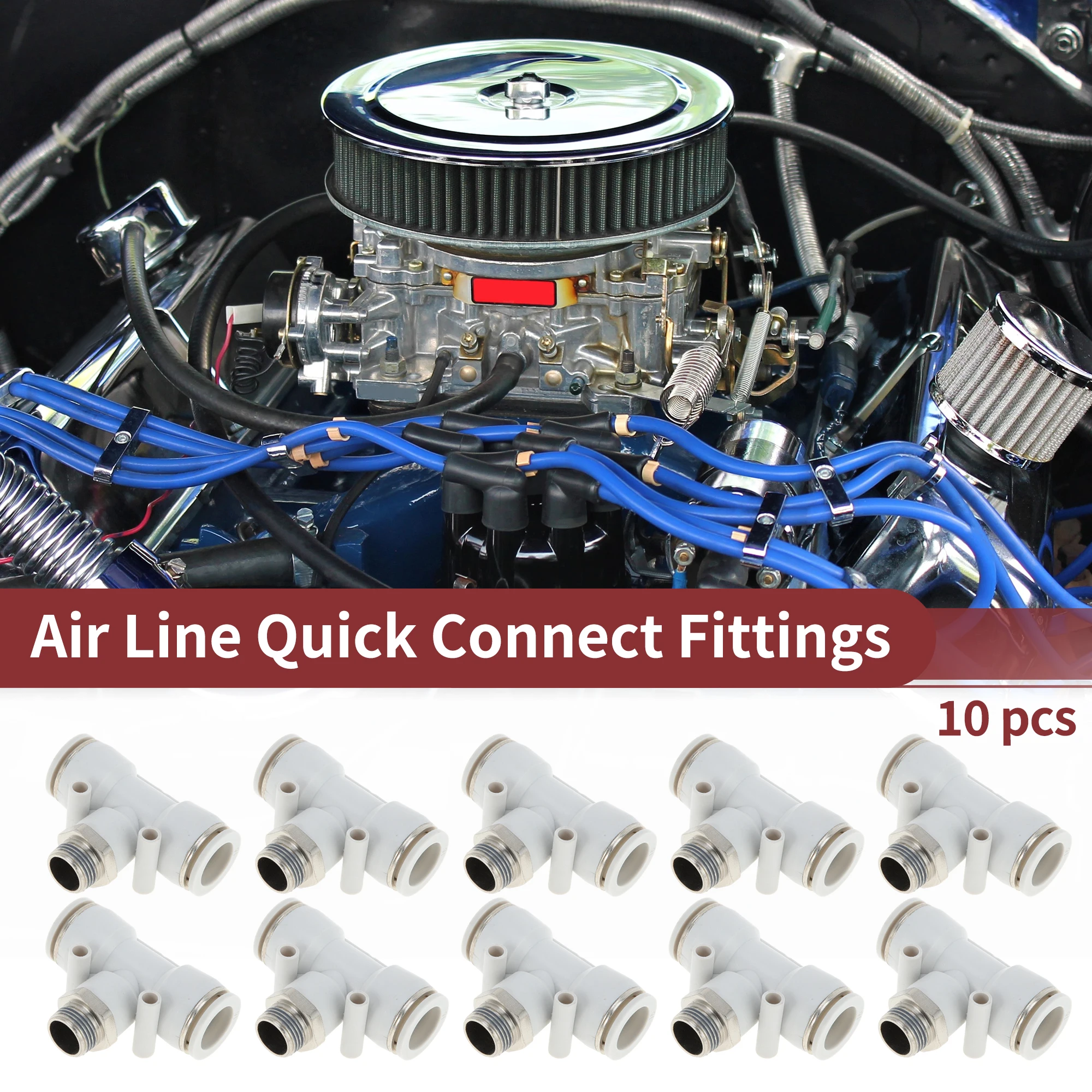 

UXCELL Воздушные фитинги для подключения 5/8 "t Тип Воздушная линия Быстрое соединение Пластик Металл 3/8" BSPT 10 шт. Белый Серебристый тон