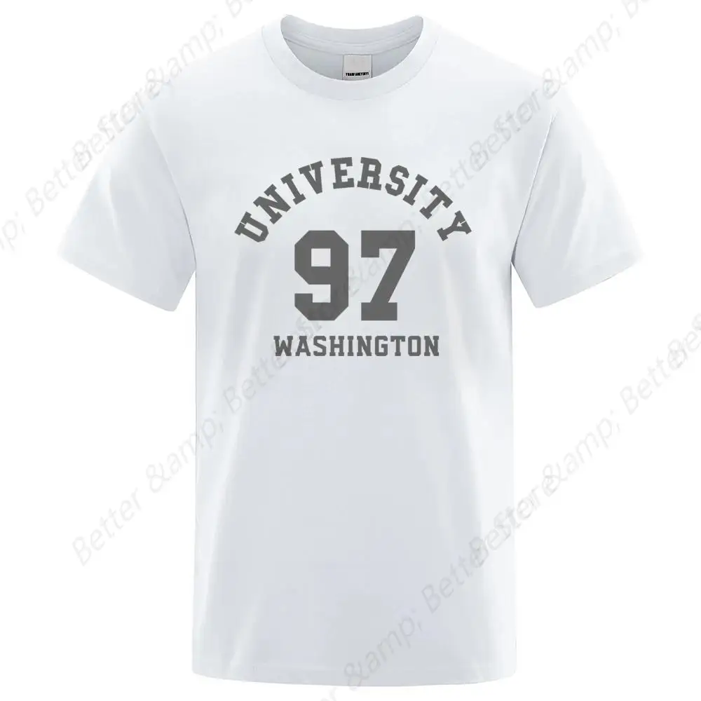 University 97 Washington Hip Hop Letter Goth Clothes Men Loose Oversize T-Shirts Summer Tshirts Cotton T-Shirt Loose Tops image 4