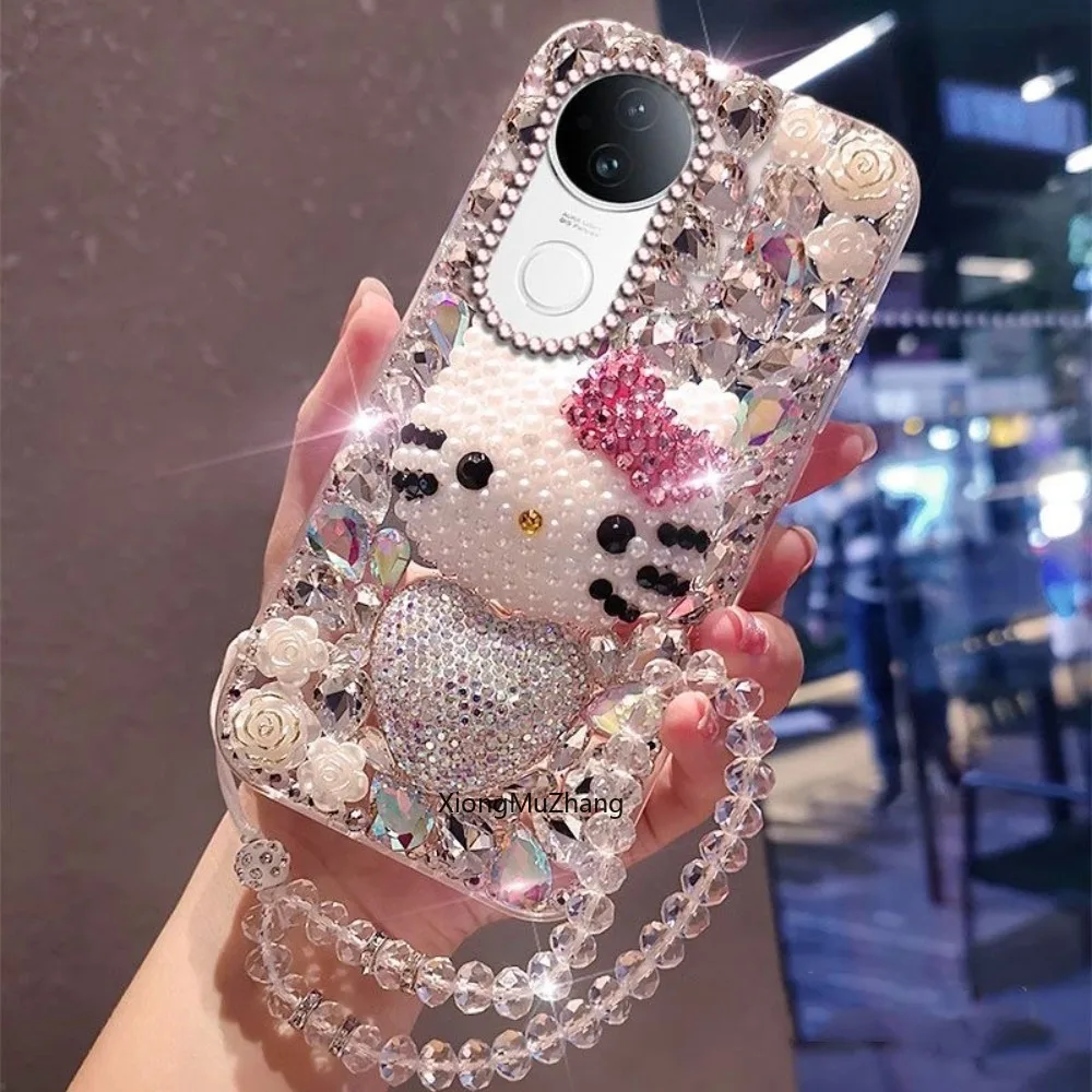DIY Diamant-Strass Hello Kitty Hülle für Vivo X300 X200 X100 Y400 V27 V29 V30 V40 V50 V60 Lite Y29 Y35 Y36 Y38 Sanrio Cover – Detail 5