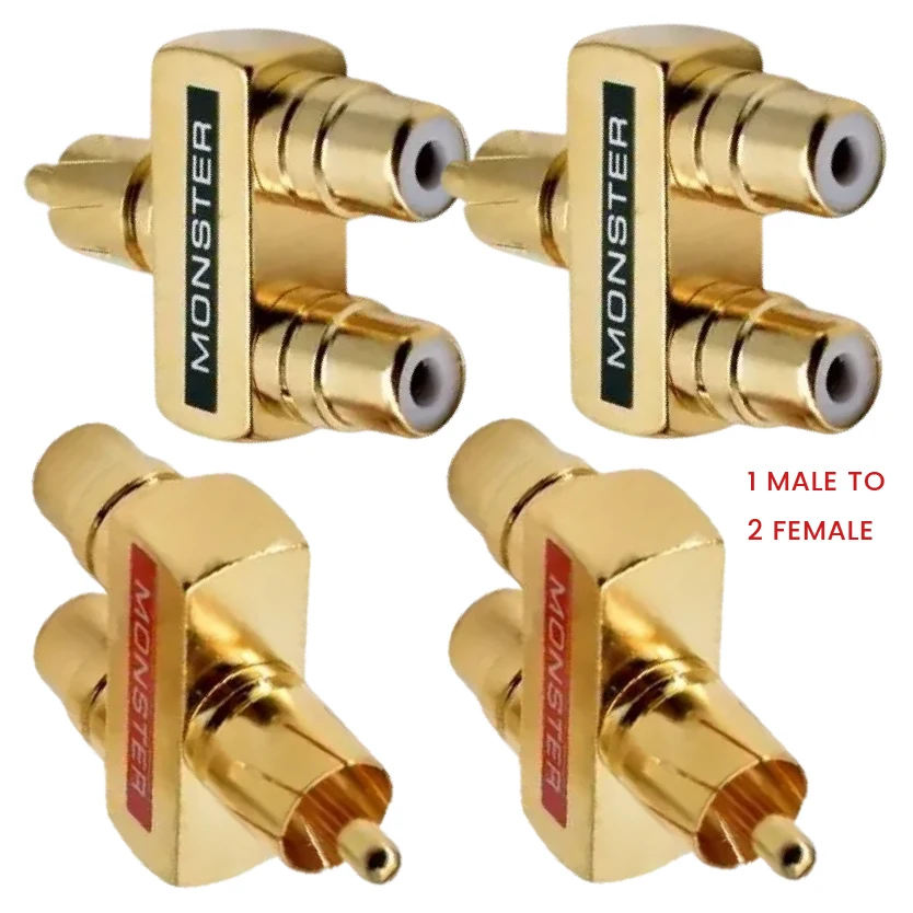 RCA Male Plug To Female Socket Connectors Audio Terminals Gold Plated Connector
