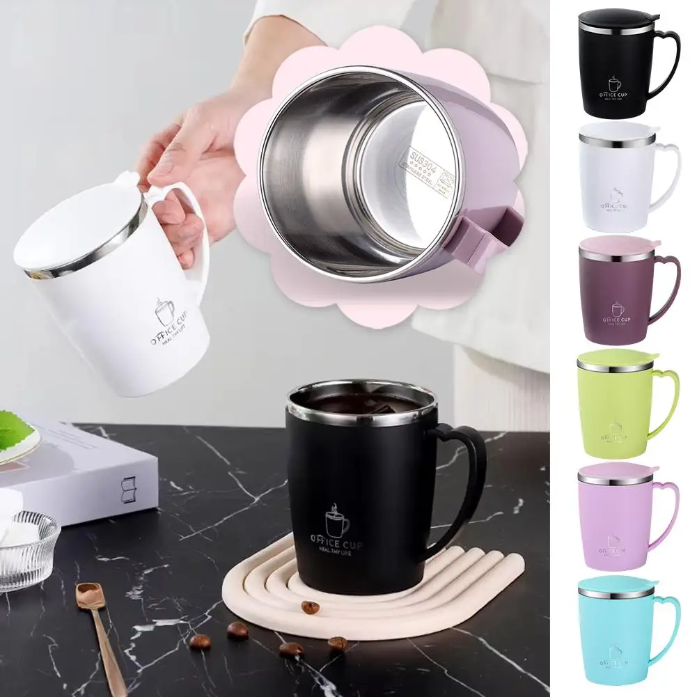 350ml Mug Tainless Steel Coffee Cup With Handle Bottle Vacuum Leak-proof Portable Cup Thermal Water Flask Insulated M2e0