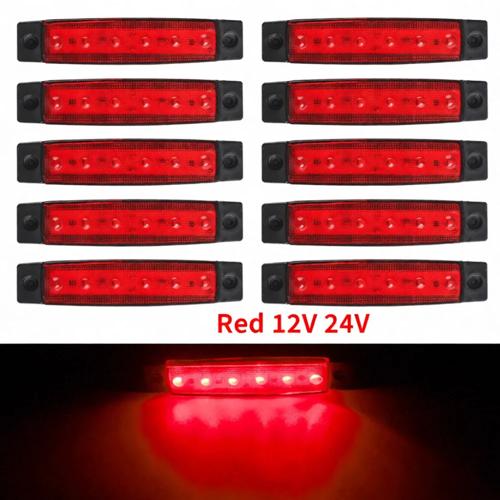 Universal 6LED Side Marker Light 12V 24V Trailer Truck Bus Clearance Lamp Signal Indicator Waterproof Running Safety Light