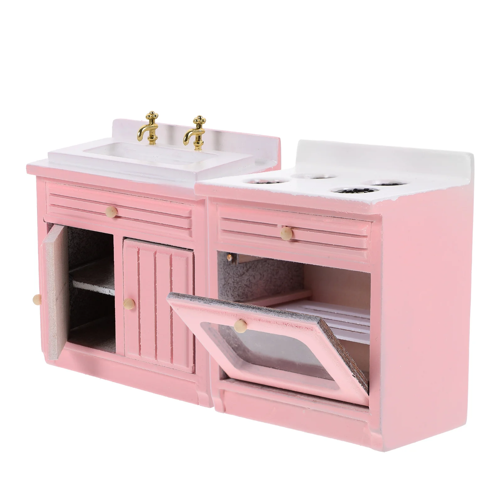 Mini Kitchen Accessories Decorate Cooking Stove Prop Scene Miniature Furniture Model Wood House Wash Sink