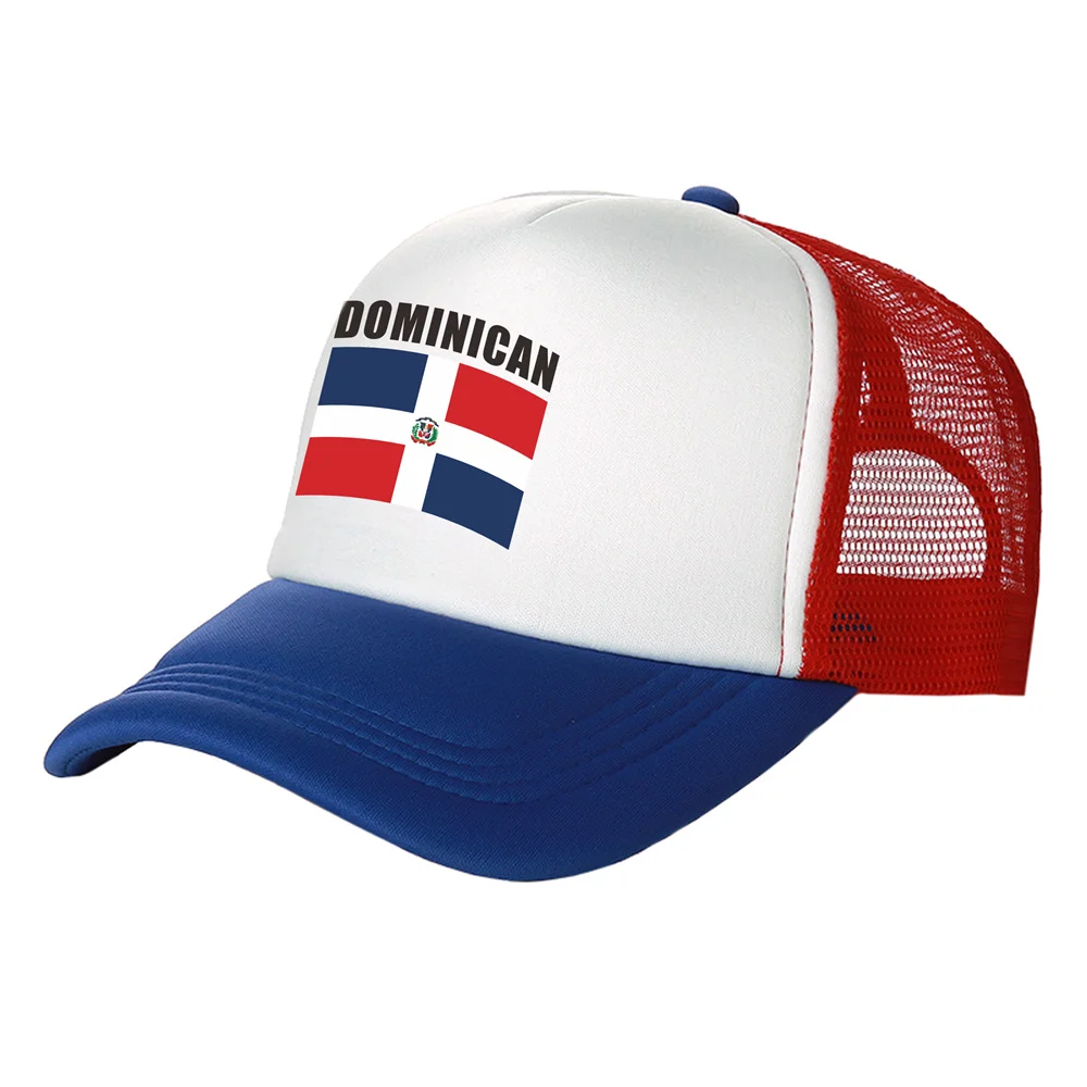 Flaga Republiki Dominikańskiej Czapki typu Trucker Męskie Śmieszne dominikańskie kapelusze Czapka z daszkiem Fajne letnie unisex siatkowe czapki z siatką