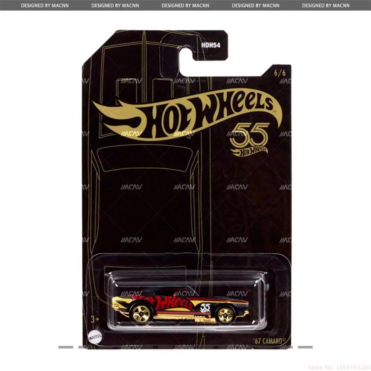 Nieuwe verkopende Mattel Hot Wheels 55th Anniversary Black Gold Exclusieve Limited Edition speciale collectie gegoten modelautomodellen