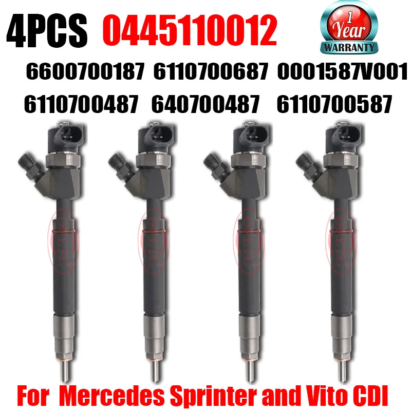 4PCS 0445110012 Diesel Fuel Injector A6110700587 A611070058738 6110700587 A6110700487 611070058738 6110700387 For Mercedes-Ben