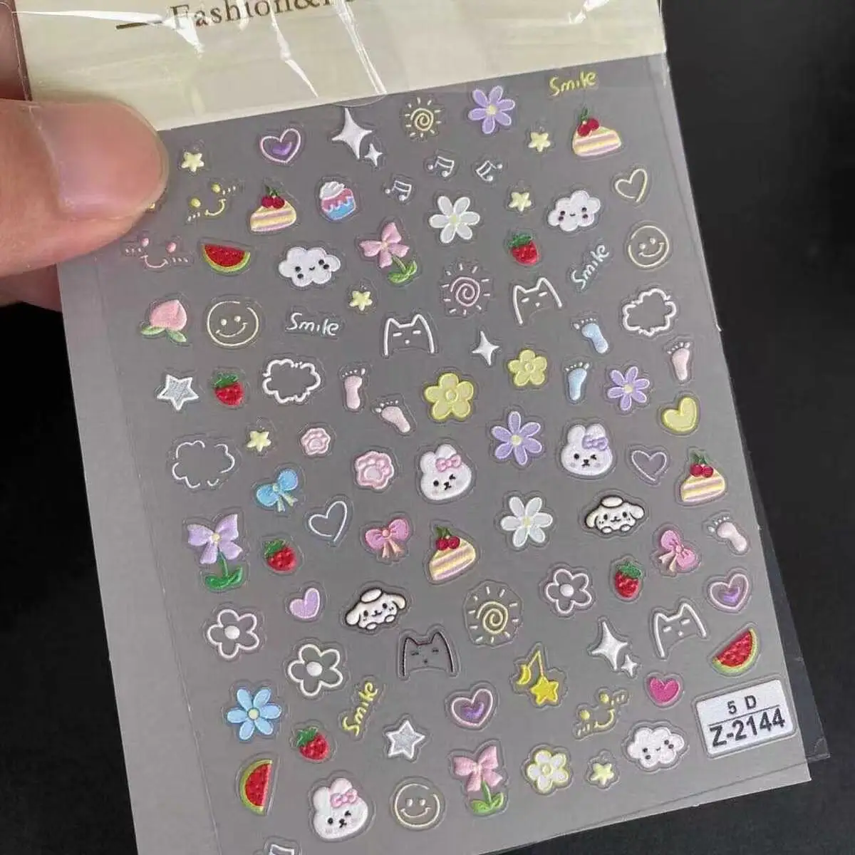 

3D Relief Flower Nail Stickers Cute Bow Rabbit Cartoon Self Adhesive Decals for Kids Nail Art CCD Camera Decor