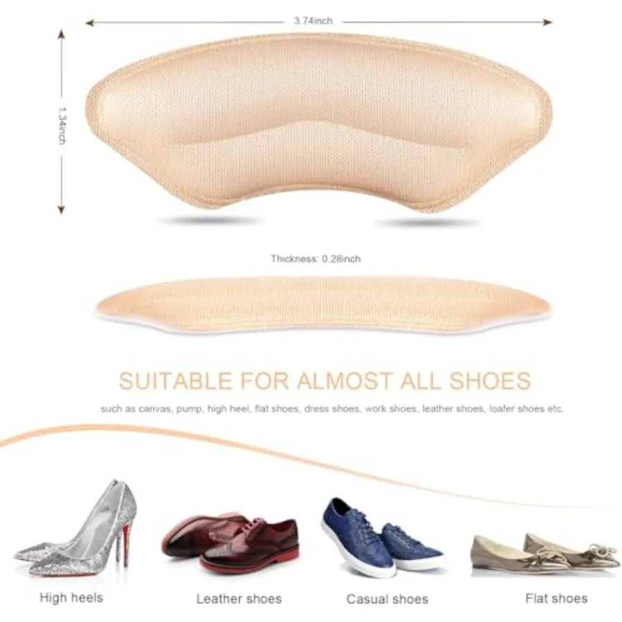6 Pairs Heel Pads for Shoes, Memory Foam Heel Cushions to Prevent Blisters and Stop Slipping, Anti-Slip Heel Grips for High Hee